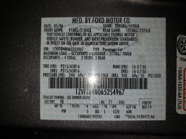 Photo 10 from auction – 2006 FORD MUSTANG with VIN 1ZVFT84N065254967