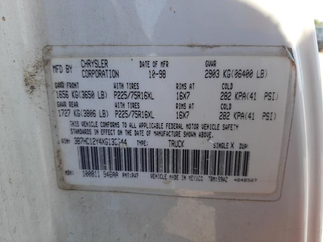 Photo 10 from auction – 1999 DODGE RAM 1500 with VIN 3B7HC12Y4XG133644