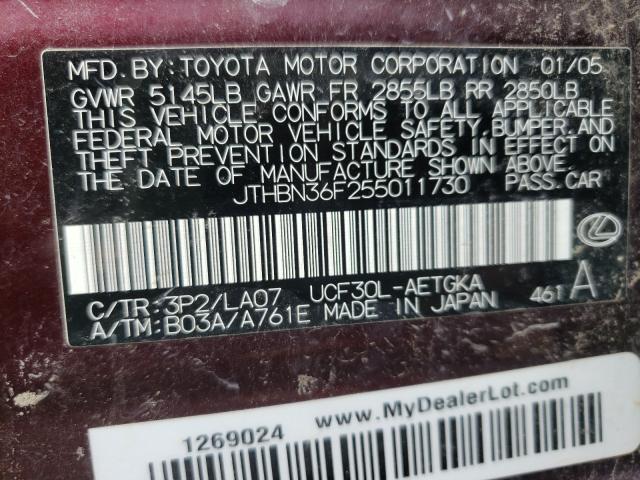 Photo 10 from auction – 2005 LEXUS LS 430 with VIN JTHBN36F255011730