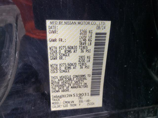 Photo 10 from auction – 2014 NISSAN TITAN S with VIN 1N6AA0EC2EN519031