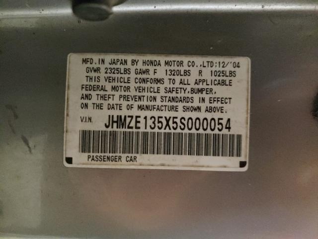 Photo 10 from auction – 2005 HONDA INSIGHT with VIN JHMZE135X5S000054