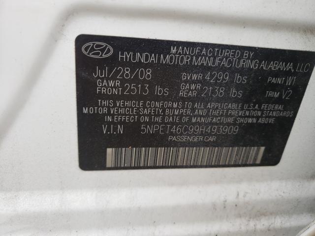 Photo 10 from auction – 2009 HYUNDAI SONATA GLS with VIN 5NPET46C99H493909