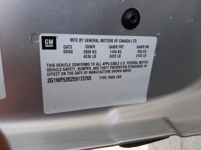 Photo 10 from auction – 2005 CHEVROLET IMPALA with VIN 2G1WF52E259173765
