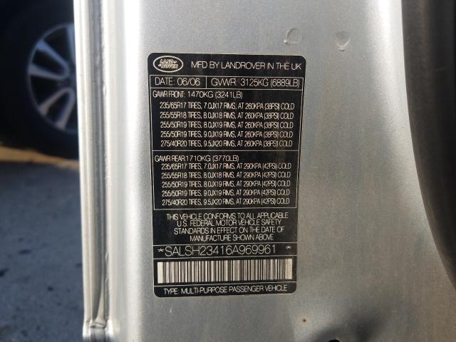 Photo 10 from auction – 2006 LAND ROVER RANGE ROVE with VIN SALSH23416A969961