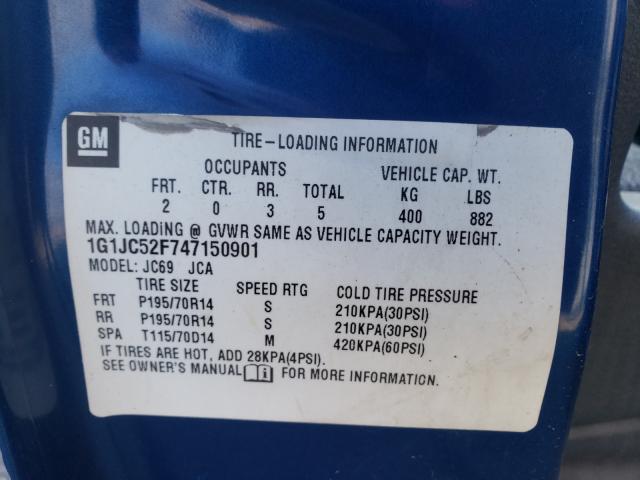Photo 10 from auction – 2004 CHEVROLET CAVALIER with VIN 1G1JC52F747150901