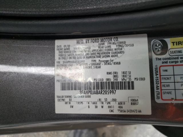 Photo 10 from auction – 2010 FORD FUSION SEL with VIN 3FAHP0JA8AR205997