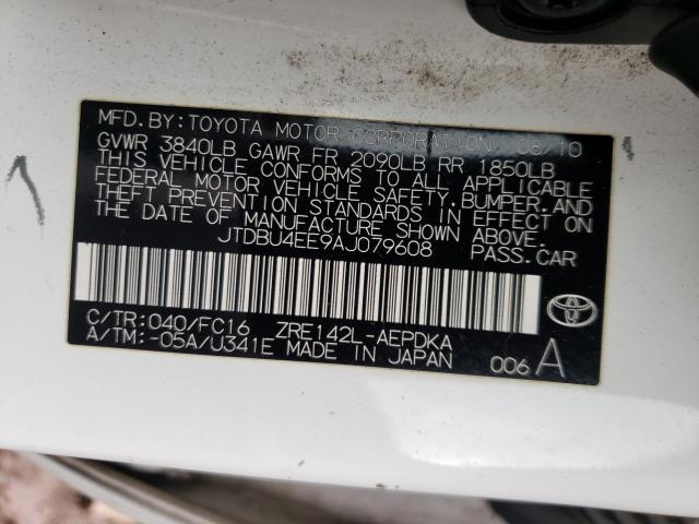 Photo 10 from auction – 2010 TOYOTA COROLLA BA with VIN JTDBU4EE9AJ079608