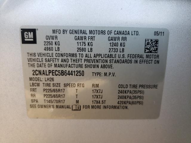 Photo 10 from auction – 2011 CHEVROLET EQUINOX LT with VIN 2CNALPEC5B6441250