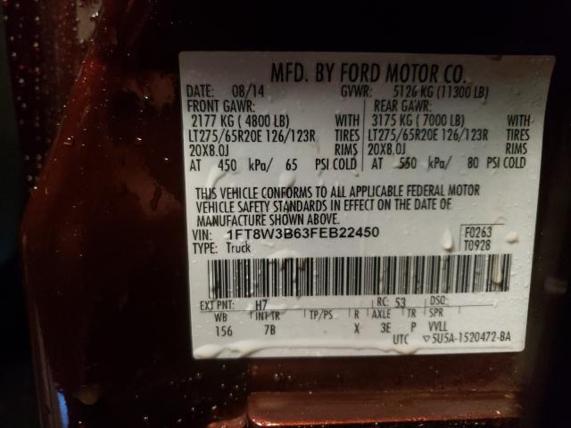 Photo 10 from auction – 2015 FORD F350 SUPER with VIN 1FT8W3B63FEB22450