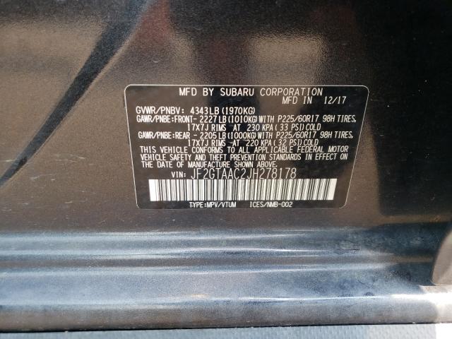 Photo 10 from auction – 2018 SUBARU CROSSTREK with VIN JF2GTAAC2JH278178