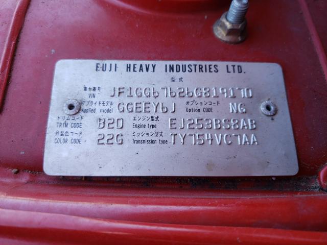 Photo 10 from auction – 2006 SUBARU IMPREZA 2. with VIN JF1GG67626G819170