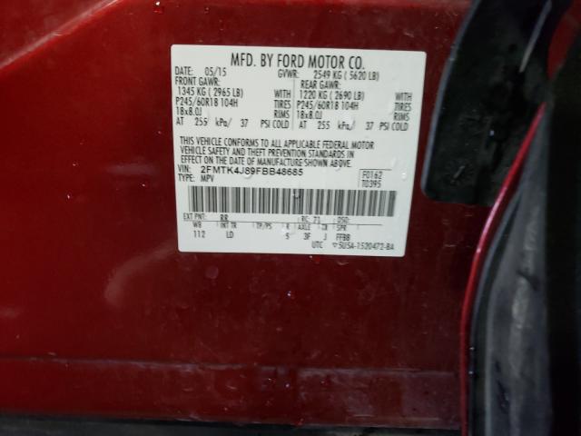 Photo 10 from auction – 2015 FORD EDGE SEL with VIN 2FMTK4J89FBB48685