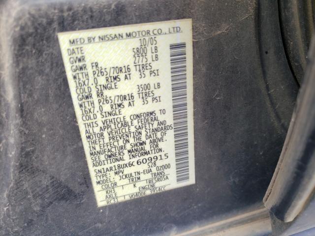 Photo 10 from auction – 2006 NISSAN PATHFINDER with VIN 5N1AR18UX6C609915