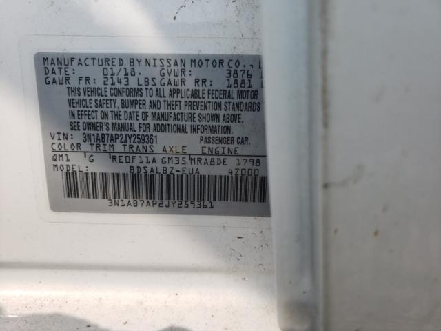 Photo 10 from auction – 2018 NISSAN SENTRA S with VIN 3N1AB7AP2JY259361