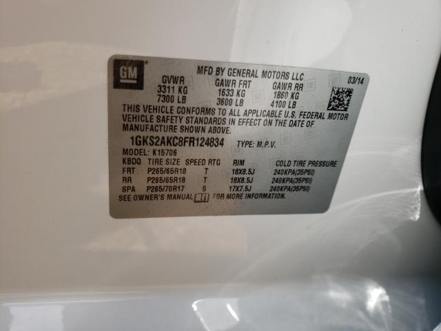 Photo 10 from auction – 2015 GMC YUKON SLE with VIN 1GKS2AKC8FR124834