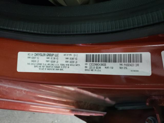Photo 10 from auction – 2012 DODGE AVENGER SE with VIN 1C3CDZAB0CN190335
