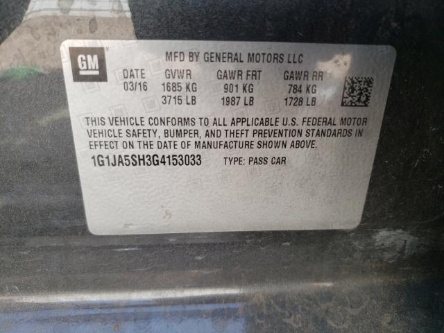 Photo 10 from auction – 2016 CHEVROLET SONIC LS with VIN 1G1JA5SH3G4153033