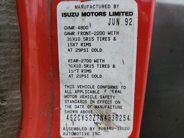 Photo 10 from auction – 1992 ISUZU RODEO S with VIN 4S2CY58Z7N4336254
