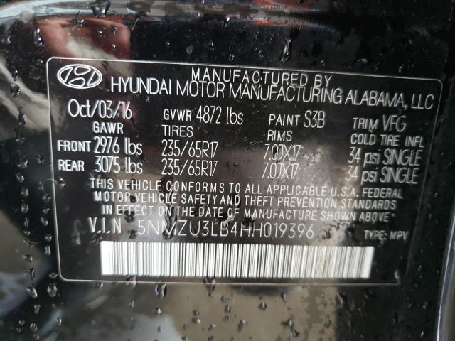 Photo 10 from auction – 2017 HYUNDAI SANTA FE S with VIN 5NMZU3LB4HH019396