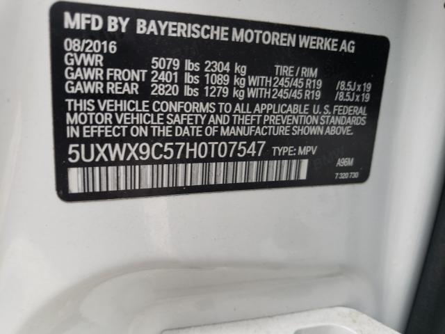 Photo 10 from auction – 2017 BMW X3 XDRIVE2 with VIN 5UXWX9C57H0T07547
