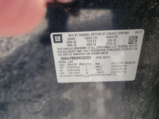 Photo 10 from auction – 2017 GMC TERRAIN SL with VIN 2GKALPEK0H6326953