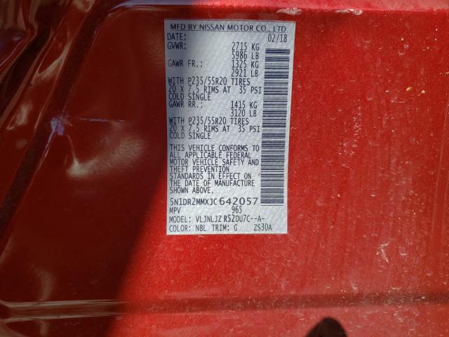 Photo 10 from auction – 2018 NISSAN PATHFINDER with VIN 5N1DR2MMXJC642057