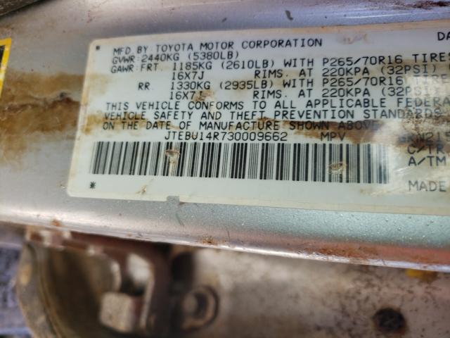 Photo 10 from auction – 2003 TOYOTA 4RUNNER SR with VIN JTEBU14R730009662
