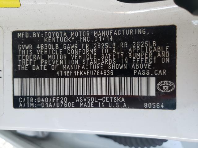 Photo 10 from auction – 2014 TOYOTA CAMRY L with VIN 4T1BF1FK4EU784636
