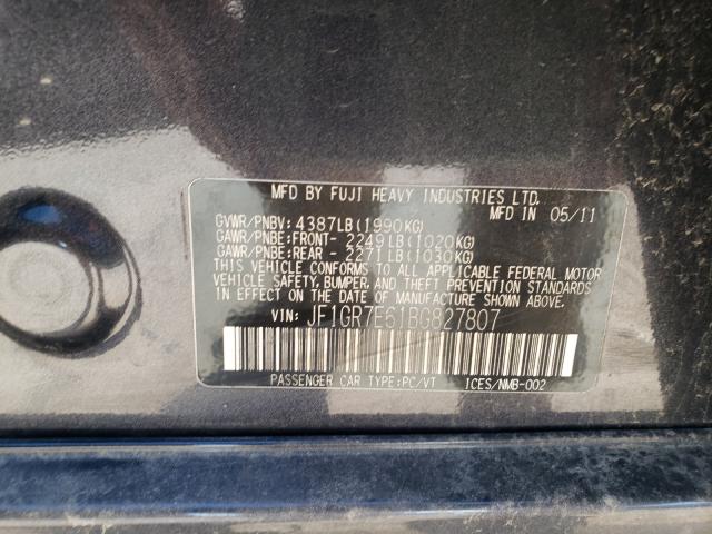 Photo 10 from auction – 2011 SUBARU IMPREZA WR with VIN JF1GR7E61BG827807