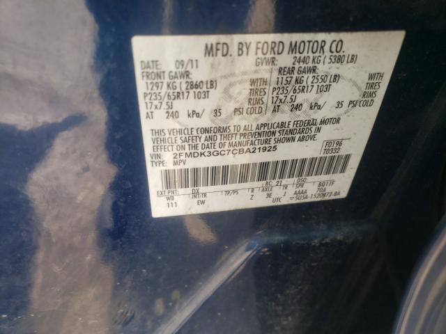 Photo 10 from auction – 2012 FORD EDGE SE with VIN 2FMDK3GC7CBA21925