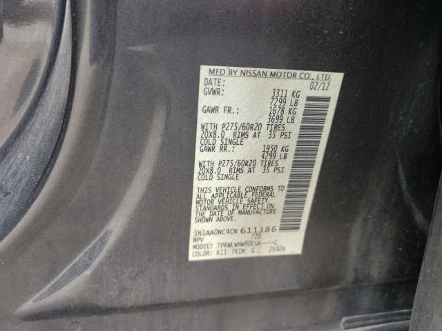 Photo 10 from auction – 2012 NISSAN ARMADA SV with VIN 5N1AA0NC4CN611186