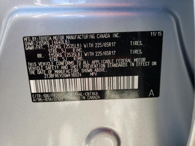 Photo 10 from auction – 2016 TOYOTA RAV4 LE with VIN 2T3BFREV2GW416024
