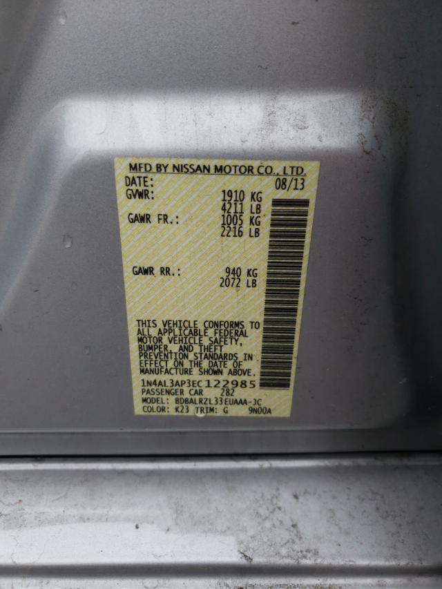 Photo 10 from auction – 2014 NISSAN ALTIMA with VIN 1N4AL3AP3EC122985