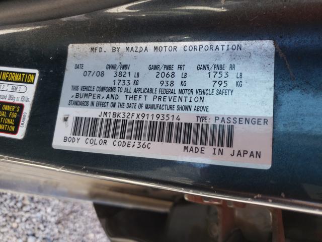 Photo 10 from auction – 2009 MAZDA 3 with VIN JM1BK32FX91193514