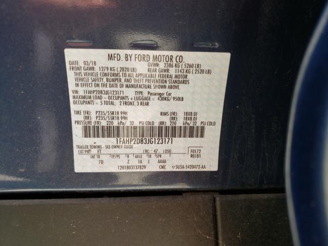 Photo 10 from auction – 2018 FORD TAURUS SE with VIN 1FAHP2D83JG123171
