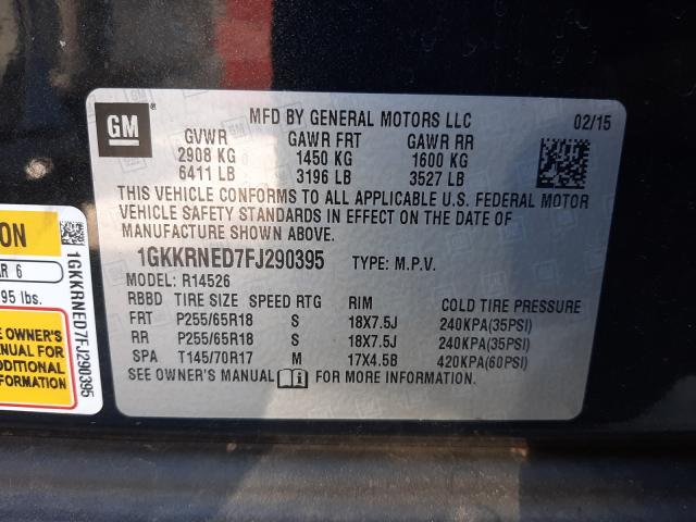 Photo 10 from auction – 2015 GMC ACADIA SLE with VIN 1GKKRNED7FJ290395