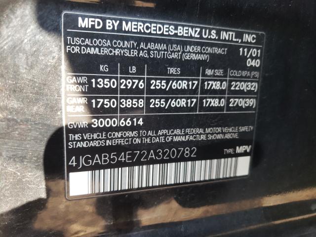 Photo 10 from auction – 2002 MERCEDES-BENZ ML 320 with VIN 4JGAB54E72A320782