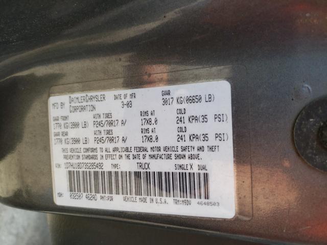 Photo 10 from auction – 2003 DODGE RAM 1500 S with VIN 1D7HU18D73S285492
