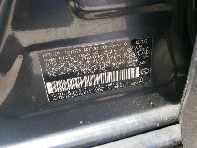 Photo 10 from auction – 2005 LEXUS LS 430 with VIN JTHBN36F155014294