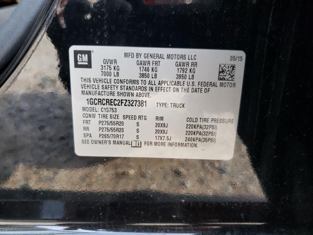 Photo 10 from auction – 2015 CHEVROLET SILVERADO with VIN 1GCRCREC2FZ327381