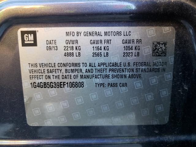 Photo 10 from auction – 2014 BUICK LACROSSE with VIN 1G4GB5G39EF106808