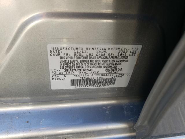 Photo 10 from auction – 2014 NISSAN SENTRA S with VIN 3N1AB7AP2EL607243
