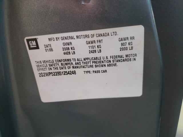 Photo 10 from auction – 2005 PONTIAC GRAND PRIX with VIN 2G2WP522851254248