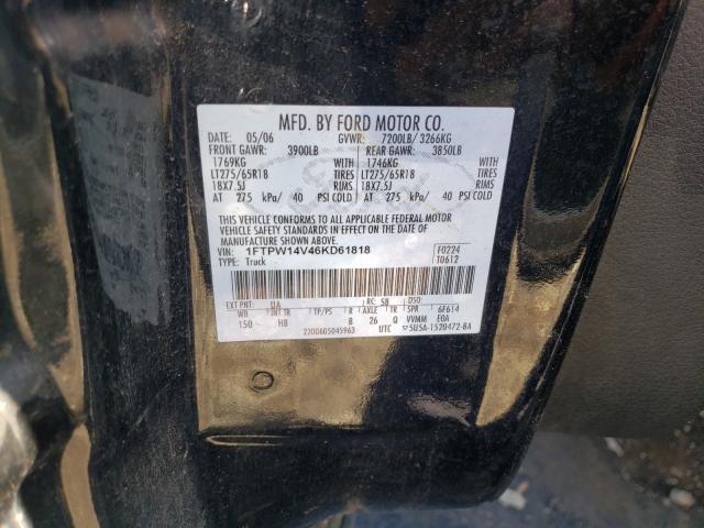Photo 10 from auction – 2006 FORD F150 SUPER with VIN 1FTPW14V46KD61818