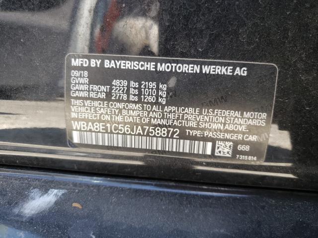 Photo 10 from auction – 2018 BMW 330E with VIN WBA8E1C56JA758872