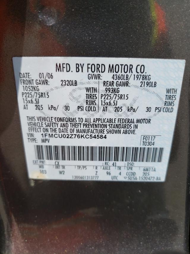 Photo 10 from auction – 2006 FORD ESCAPE XLS with VIN 1FMCU02Z76KC54584
