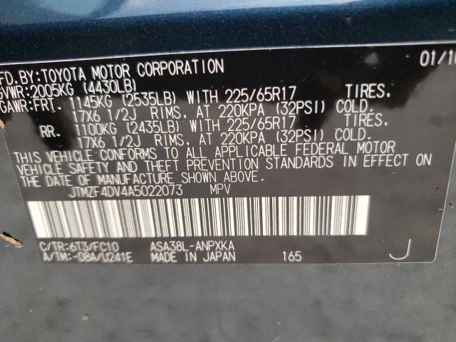 Photo 10 from auction – 2010 TOYOTA RAV4 with VIN JTMZF4DV4A5022073