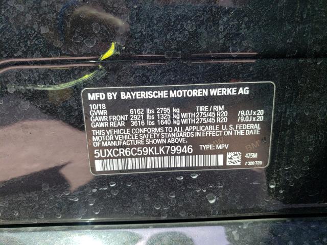 Photo 10 from auction – 2019 BMW X5 XDRIVE4 with VIN 5UXCR6C59KLK79946