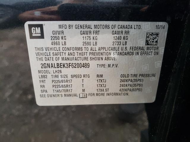 Photo 10 from auction – 2015 CHEVROLET EQUINOX LT with VIN 2GNALBEK3F6200489
