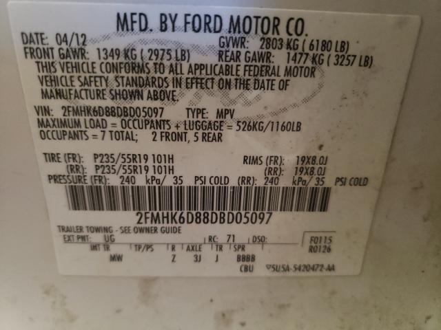 Photo 10 from auction – 2013 FORD FLEX LIMIT with VIN 2FMHK6D88DBD05097